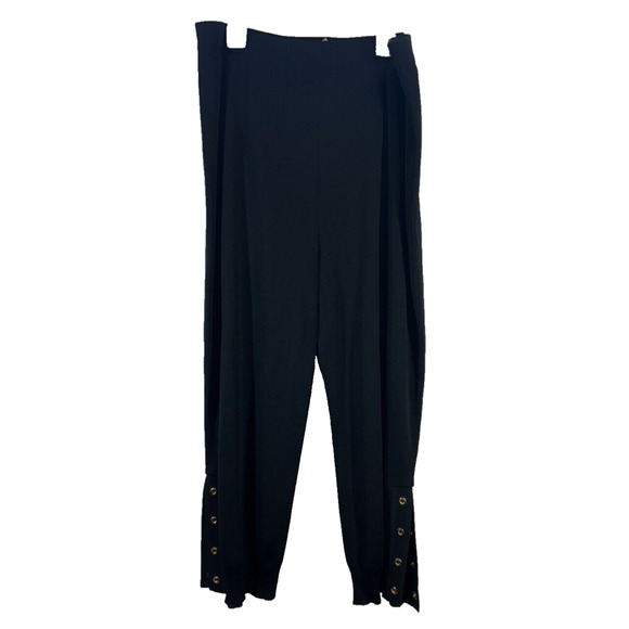 Exclusively Misook Pants - Exclusively Misook L Black Knit Acrylic Pullon Elastic Waist Ankle Pants Crop B5